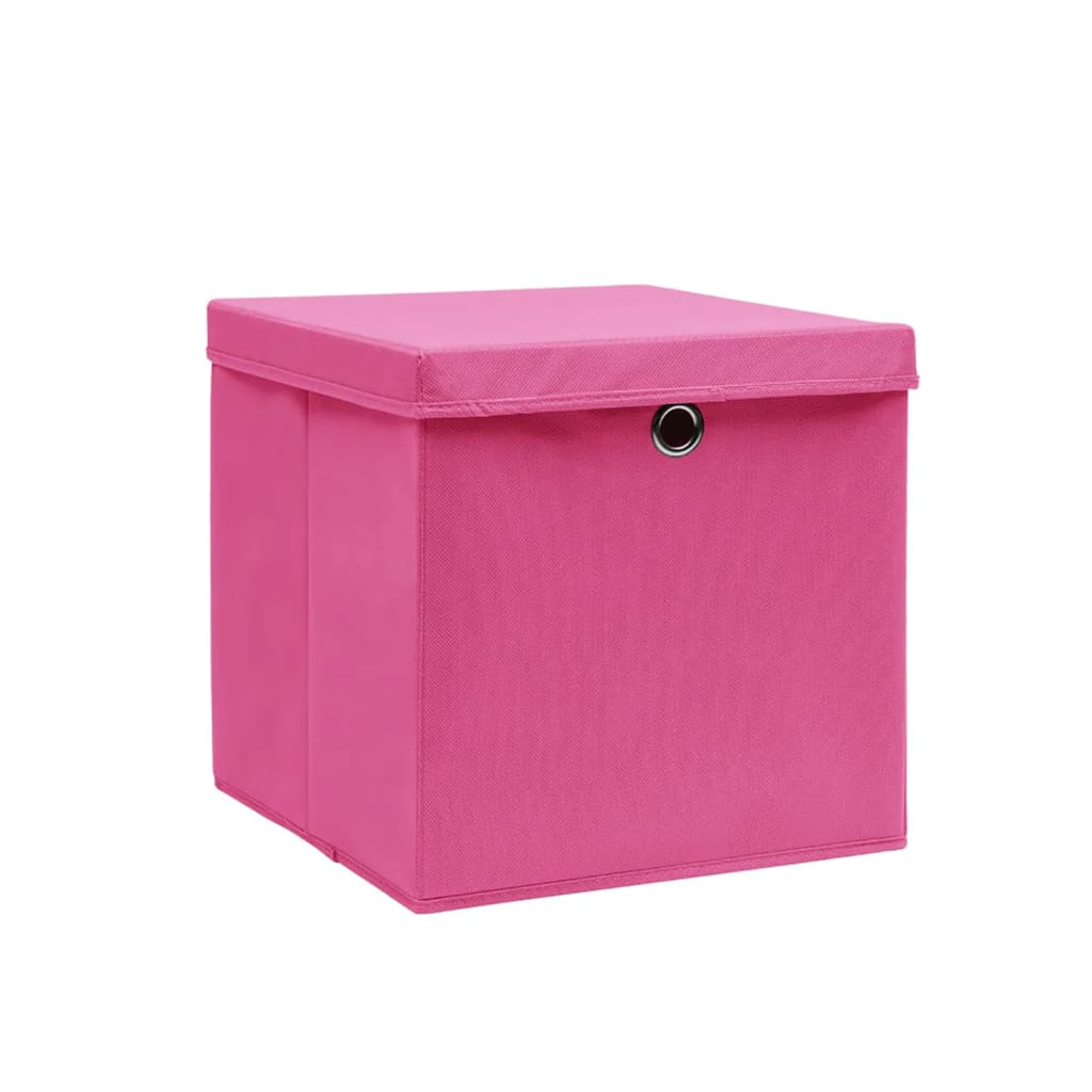 Storage Boxes with Covers 10 pcs 28x28x28 cm Pink