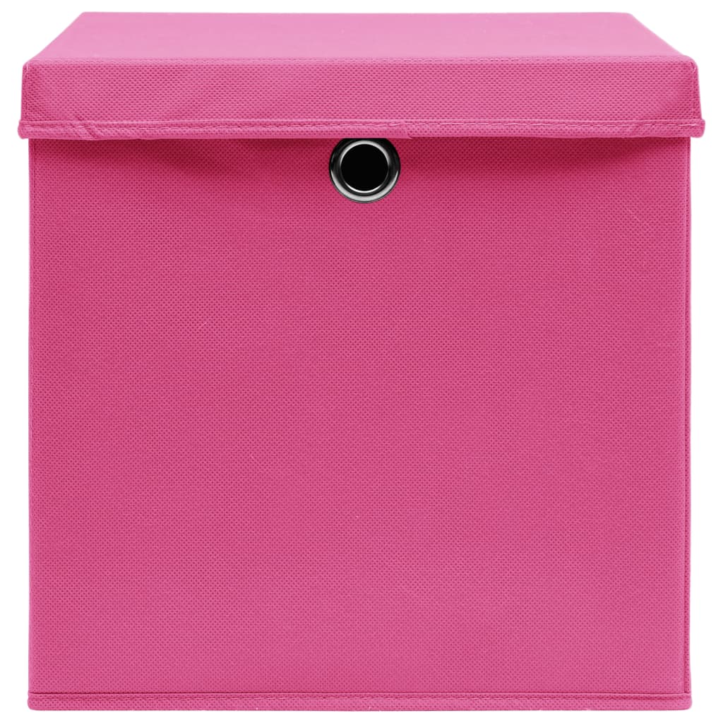 Storage Boxes with Covers 10 pcs 28x28x28 cm Pink