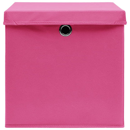 Storage Boxes with Covers 10 pcs 28x28x28 cm Pink