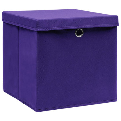 Storage Boxes with Covers 10 pcs 28x28x28 cm Purple