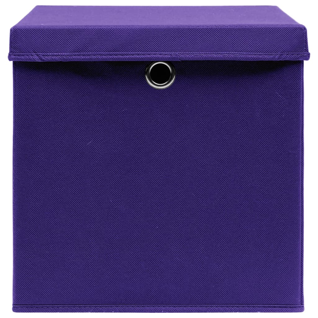 Storage Boxes with Covers 10 pcs 28x28x28 cm Purple