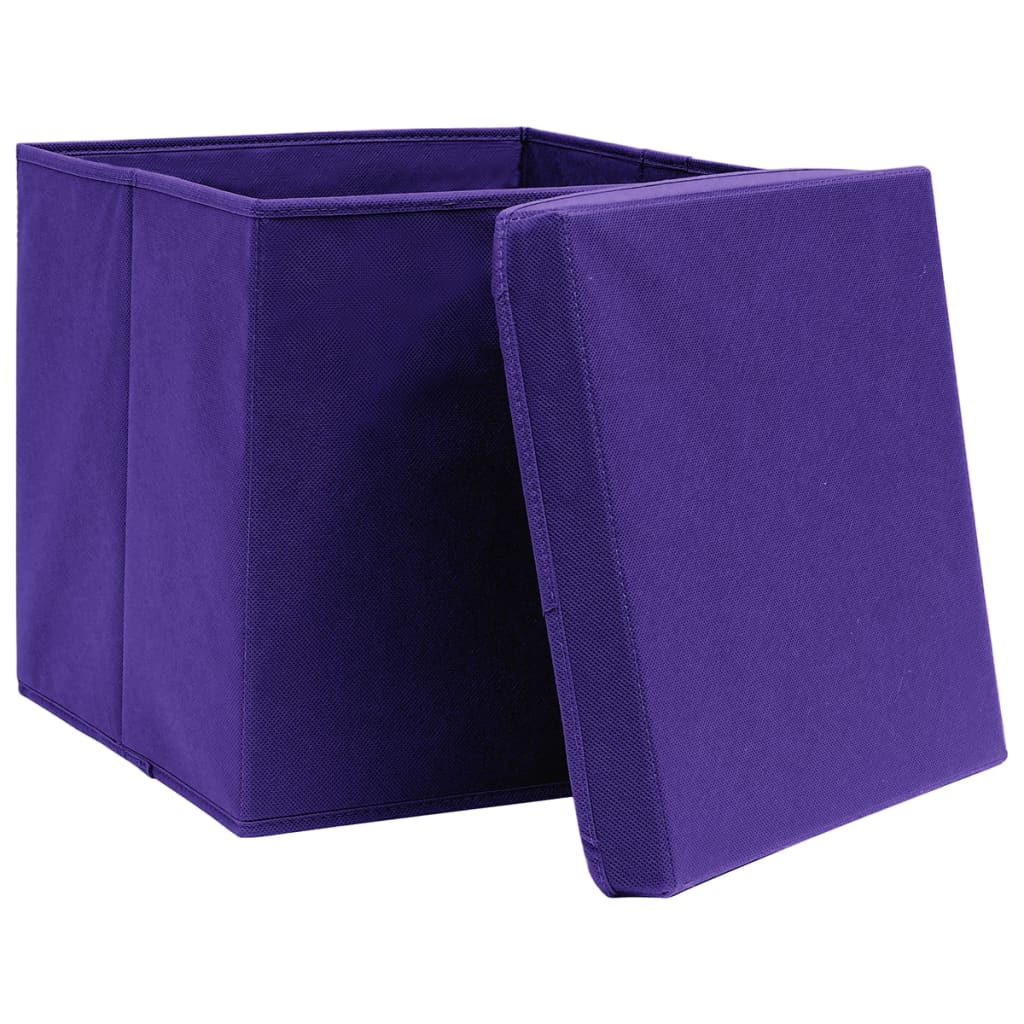 Storage Boxes with Covers 10 pcs 28x28x28 cm Purple
