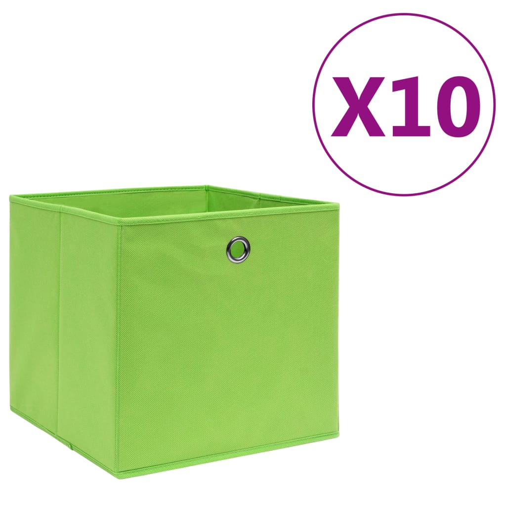 Storage Boxes 10 pcs Non-woven Fabric 28x28x28 cm Green
