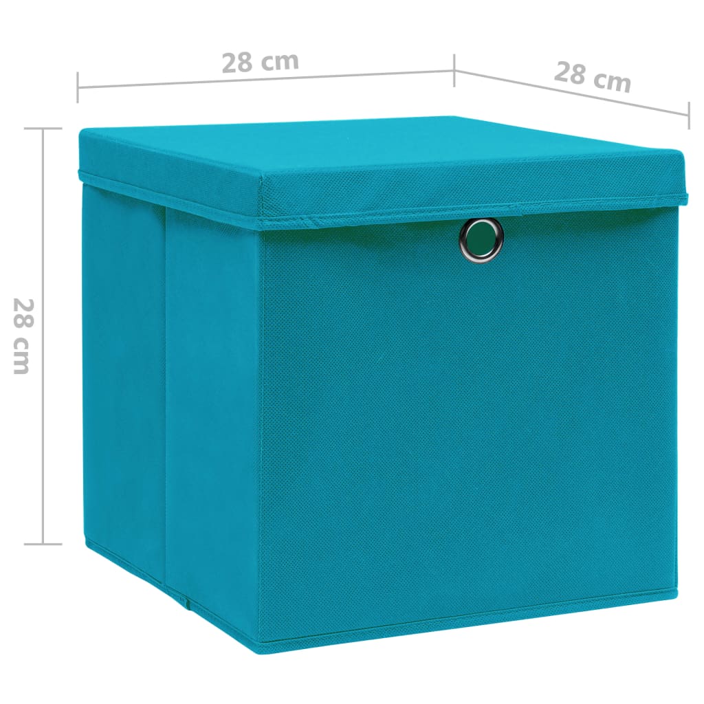 Storage Boxes with Covers 4 pcs 28x28x28 cm Baby Blue