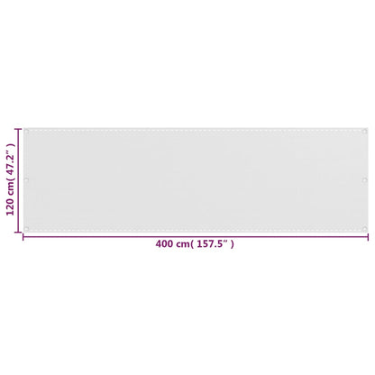 Balcony Screen White 120x400 cm HDPE