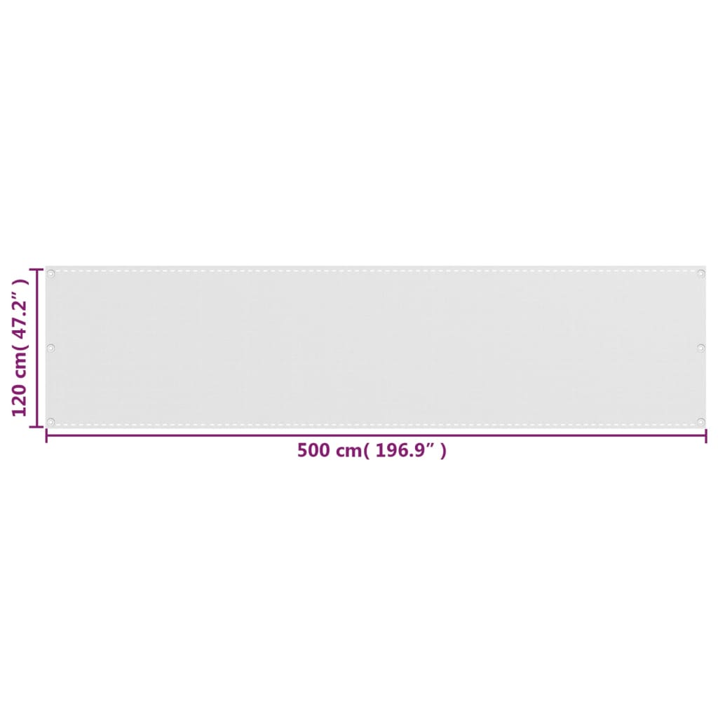 Balcony Screen White 120x500 cm HDPE