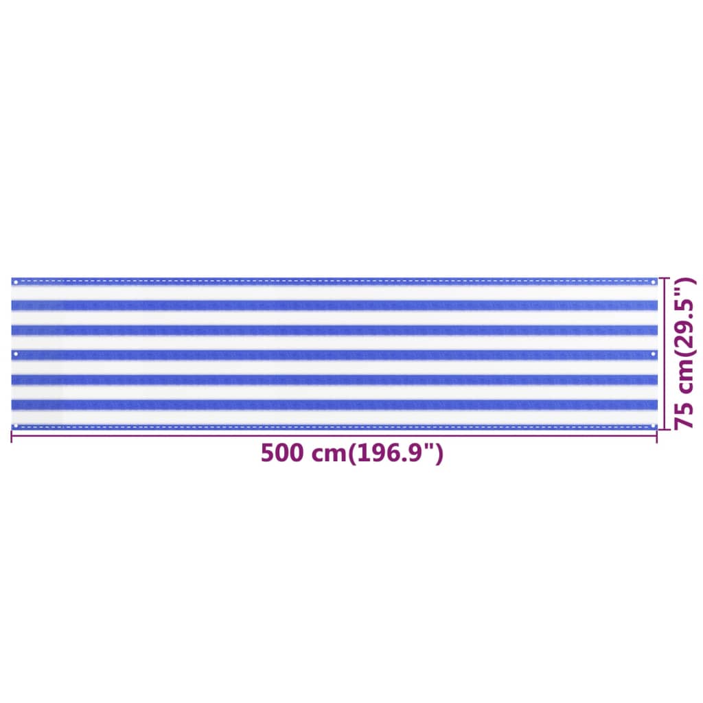 Balcony Screen Blue and White 75x500 cm HDPE