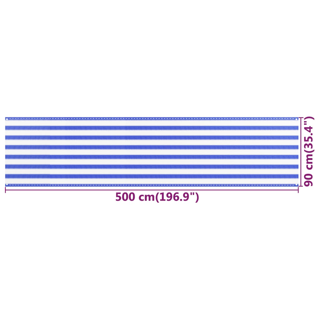 Balcony Screen Blue and White 90x500 cm HDPE
