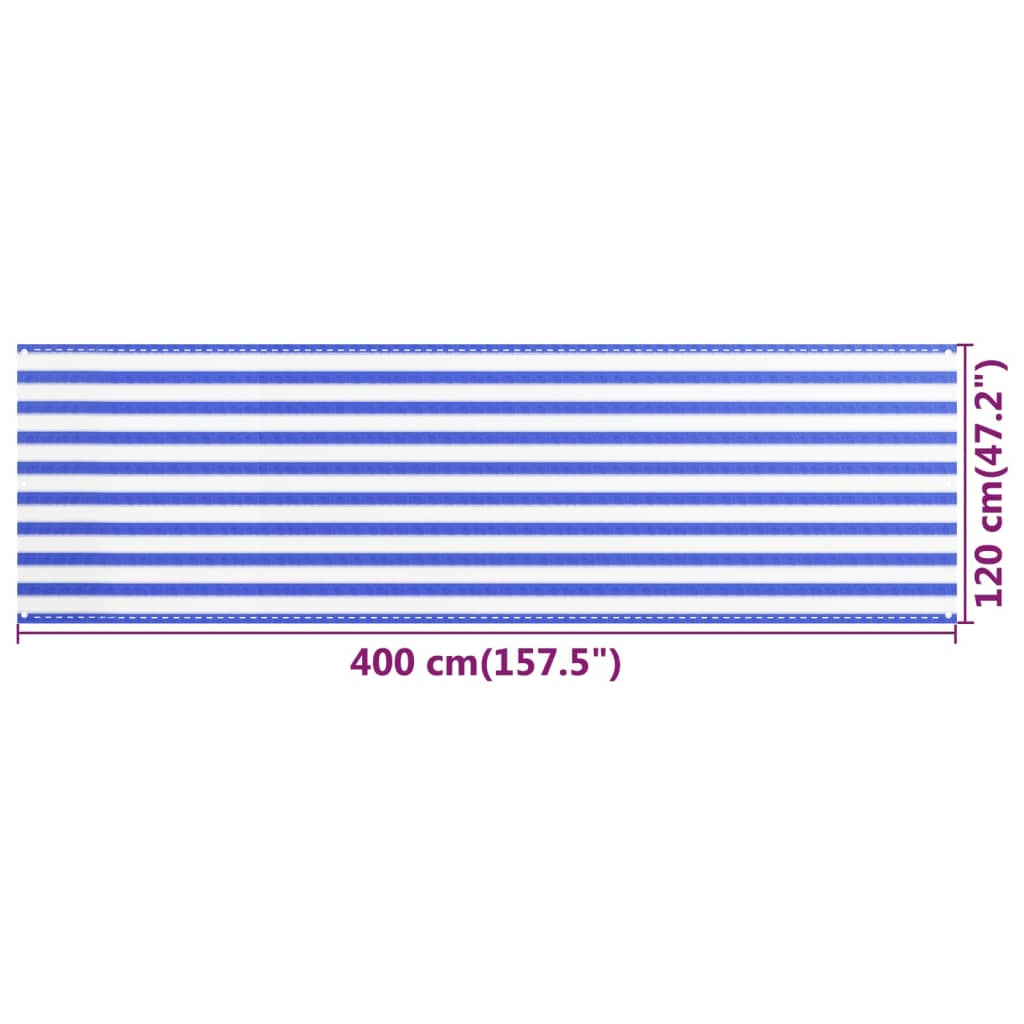 Balcony Screen Blue and White 120x400 cm HDPE