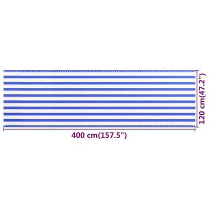 Balcony Screen Blue and White 120x400 cm HDPE