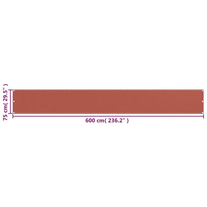 Balcony Screen Terracotta 75x600 cm HDPE