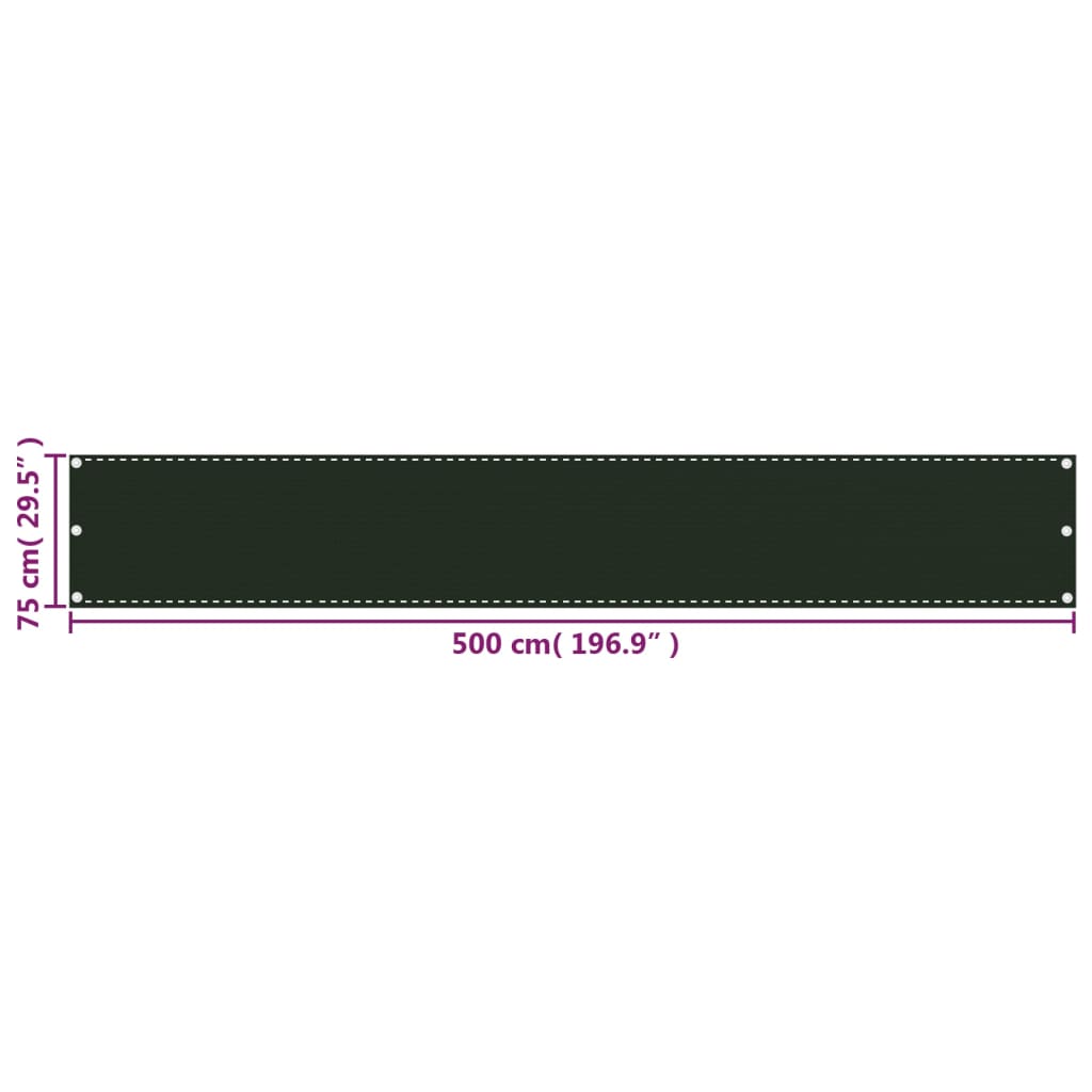Balcony Screen Dark Green 75x500 cm HDPE