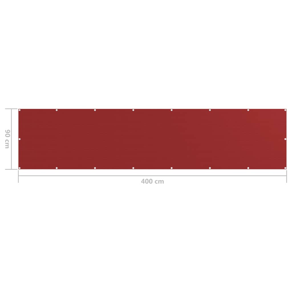 Balcony Screen Red 90x400 cm HDPE
