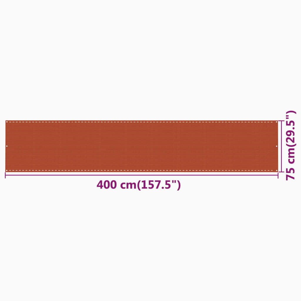 Balcony Screen Orange 75x400 cm HDPE