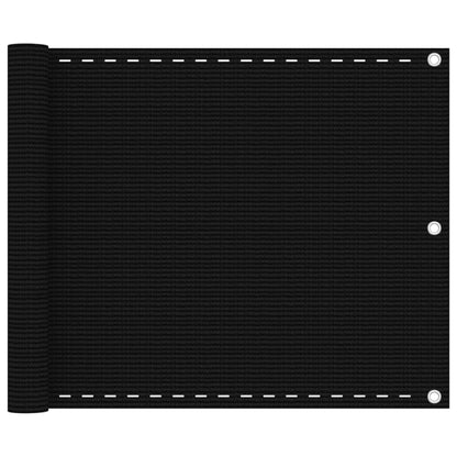 Balcony Screen Black 75x500 cm HDPE