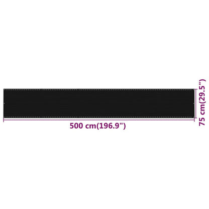 Balcony Screen Black 75x500 cm HDPE