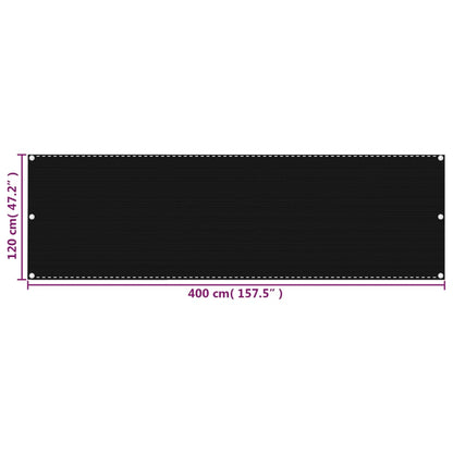 Balcony Screen Black 120x400 cm HDPE