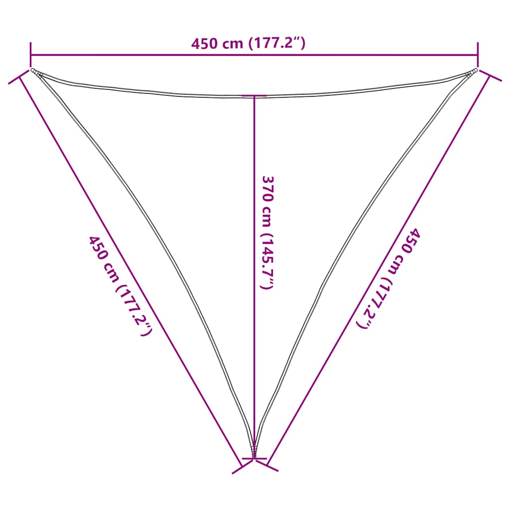 Sunshade Sail 160 g/m² Triangular Blue 4.5x4.5x4.5 m HDPE