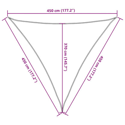 Sunshade Sail 160 g/m² Triangular Blue 4.5x4.5x4.5 m HDPE