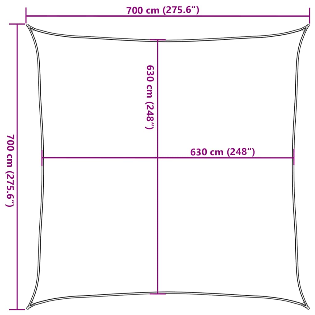 Sunshade Sail 160 g/m² Square Yellow 7x7 m HDPE