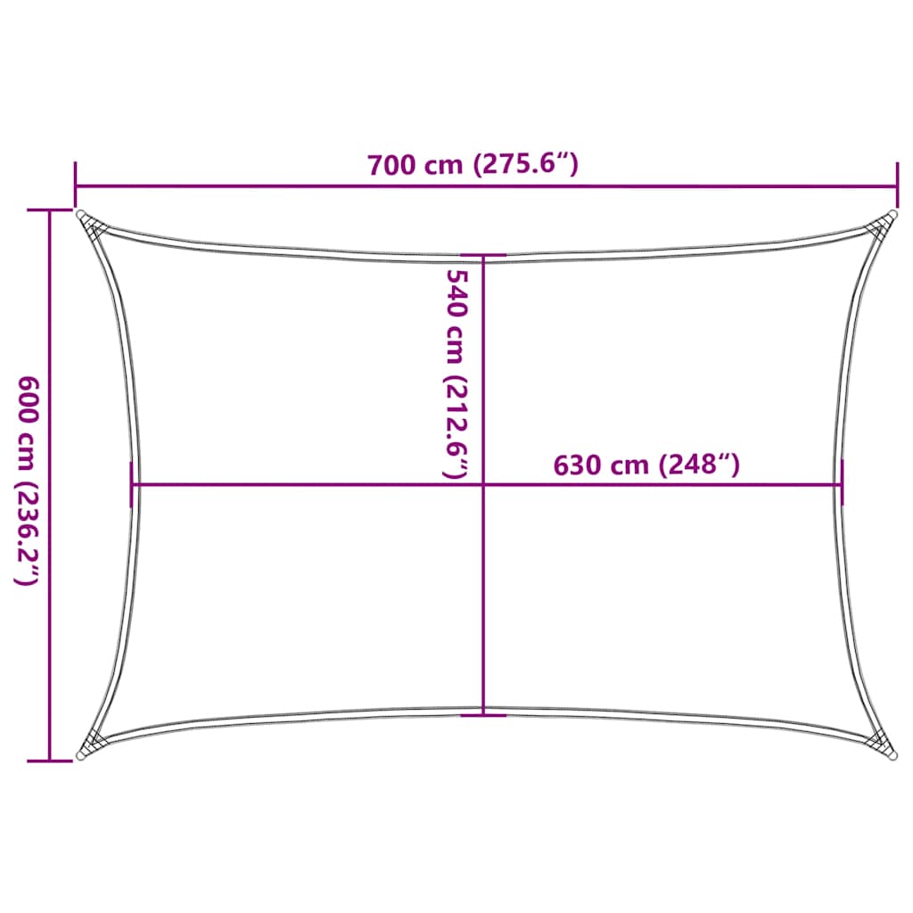 Sunshade Sail 160 g/m² Rectangular Yellow 6x7 m HDPE
