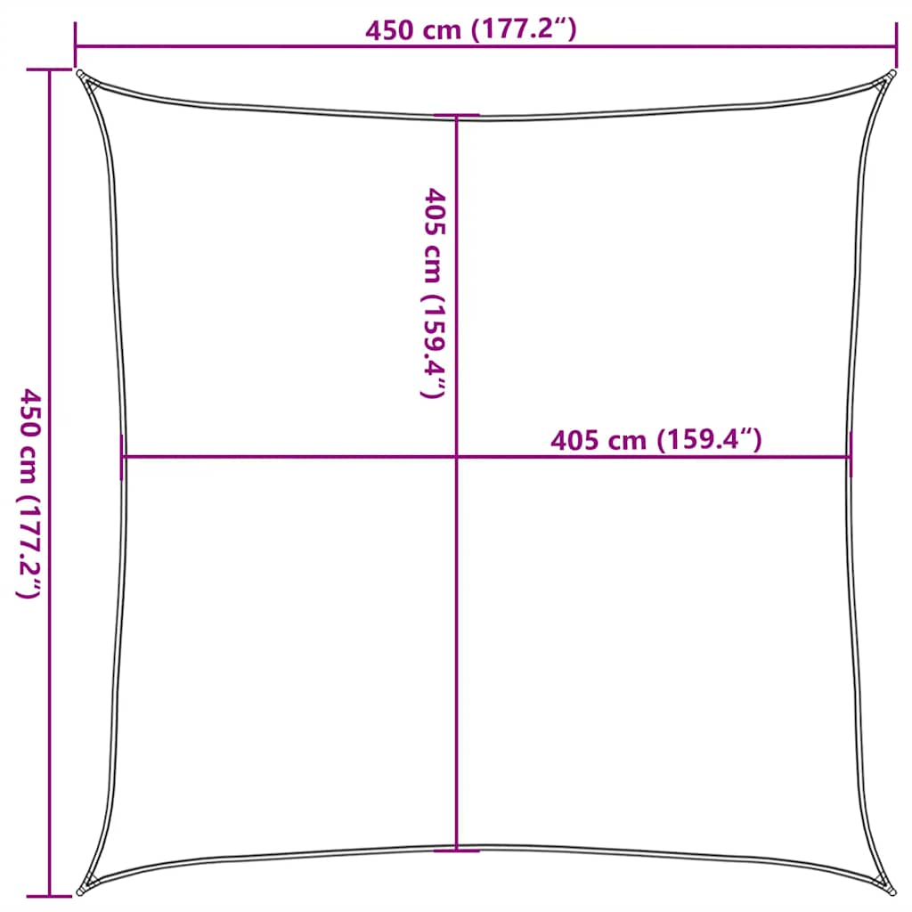 Sunshade Sail 160 g/m² Red 4.5x4.5 m HDPE