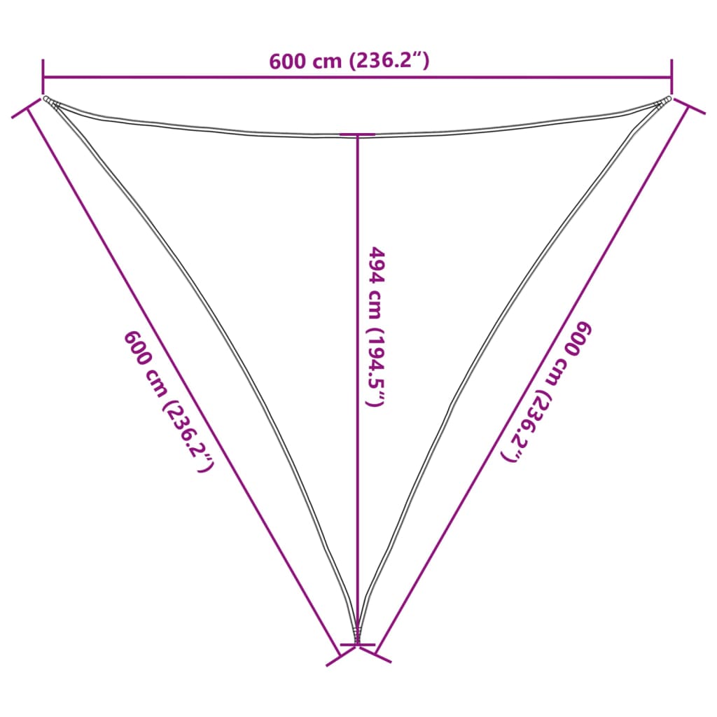 Sunshade Sail 160 g/m² Brown 6x6x6 m HDPE