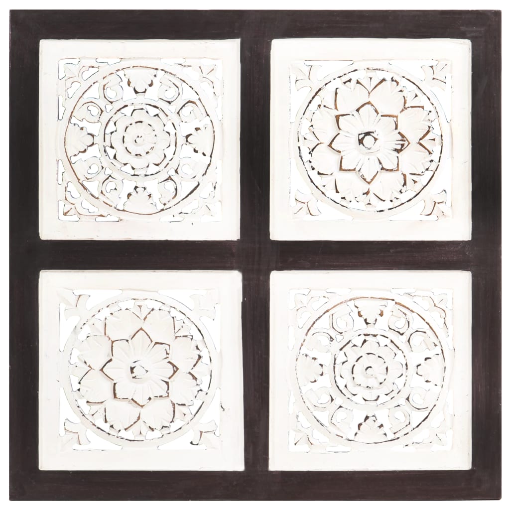 Hand-Carved Wall Panel MDF 40x40x1.5 cm Brown and White