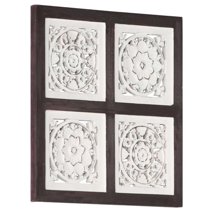 Hand-Carved Wall Panel MDF 40x40x1.5 cm Brown and White