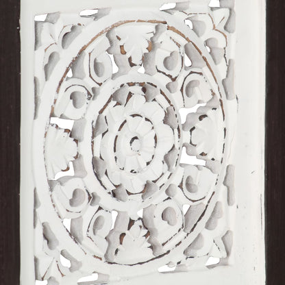 Hand-Carved Wall Panel MDF 40x40x1.5 cm Brown and White