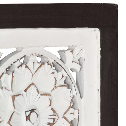 Hand-Carved Wall Panel MDF 40x40x1.5 cm Brown and White