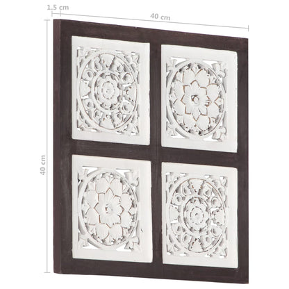 Hand-Carved Wall Panel MDF 40x40x1.5 cm Brown and White