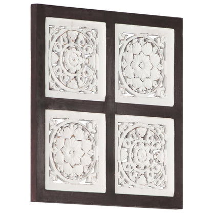 Hand-Carved Wall Panel MDF 40x40x1.5 cm Brown and White