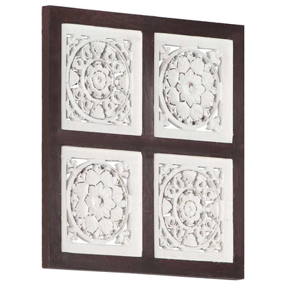 Hand-Carved Wall Panel MDF 40x40x1.5 cm Brown and White