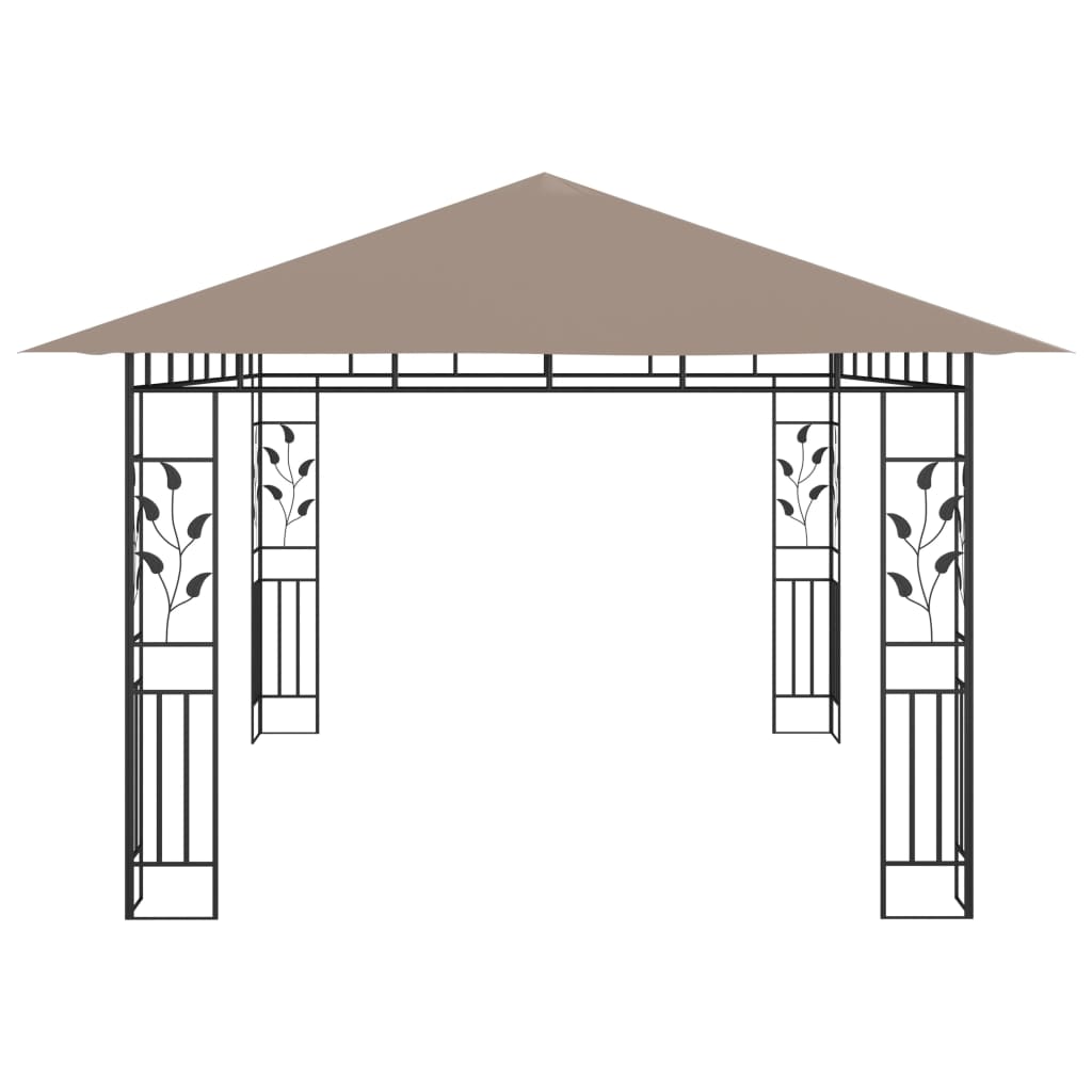 Gazebo with Mosquito Net 4x3x2.73 m Taupe 180 g/m²