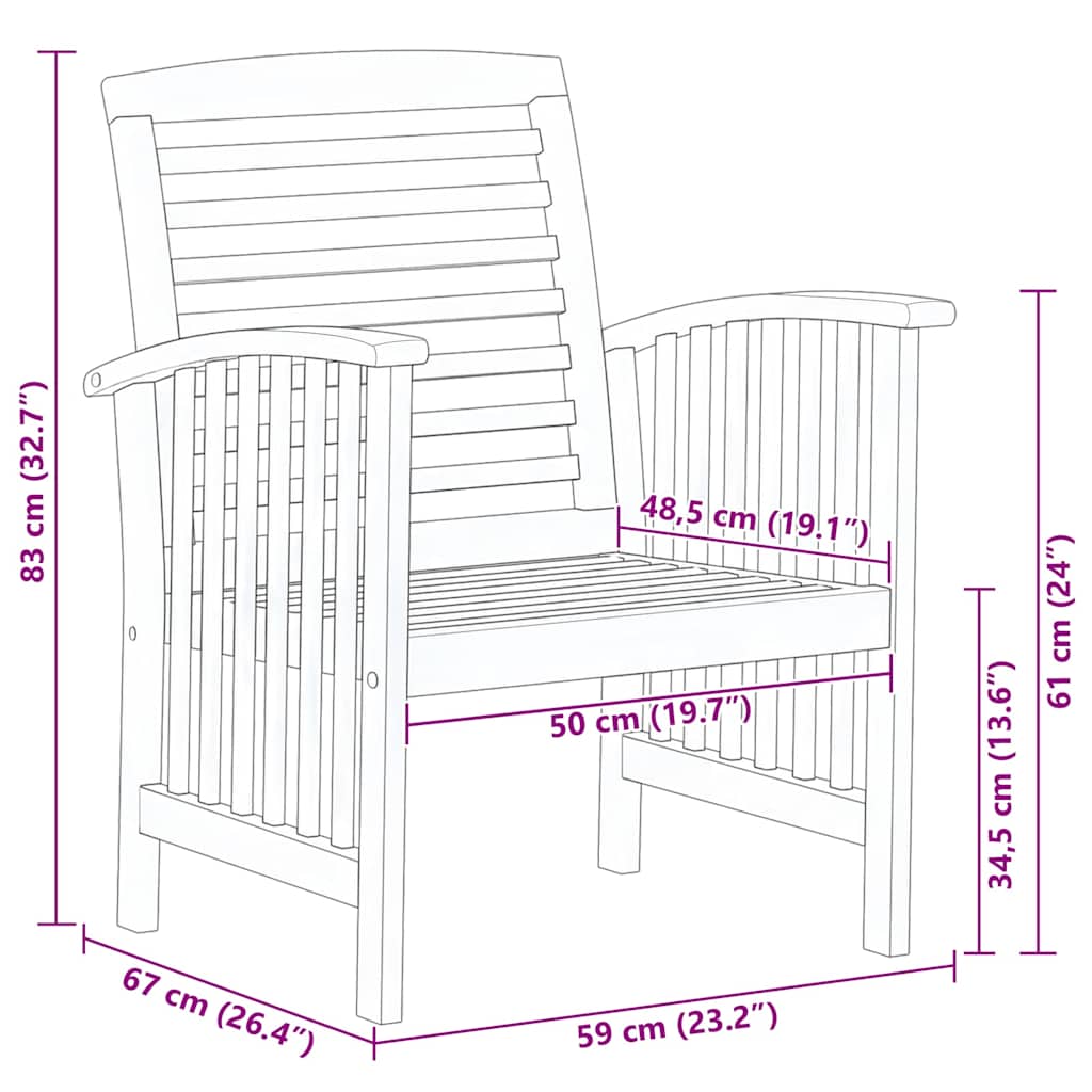 Garden Chairs 2 pcs Solid Acacia Wood