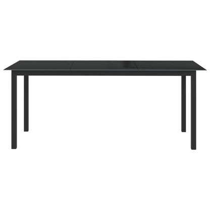 Garden Table Black 190x90x74 cm Aluminium and Glass