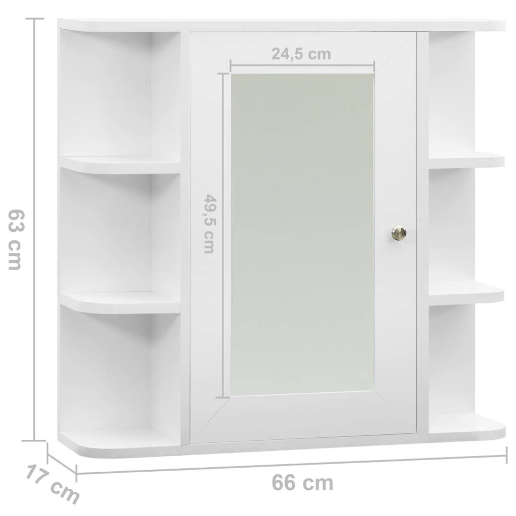 Bathroom Mirror Cabinet White 66x17x63 cm MDF
