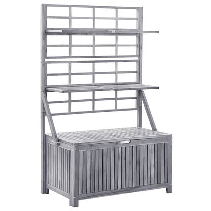 Storage Box with Trellis Grey 99x55x160 cm Solid Acacia Wood