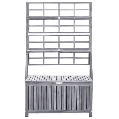 Storage Box with Trellis Grey 99x55x160 cm Solid Acacia Wood