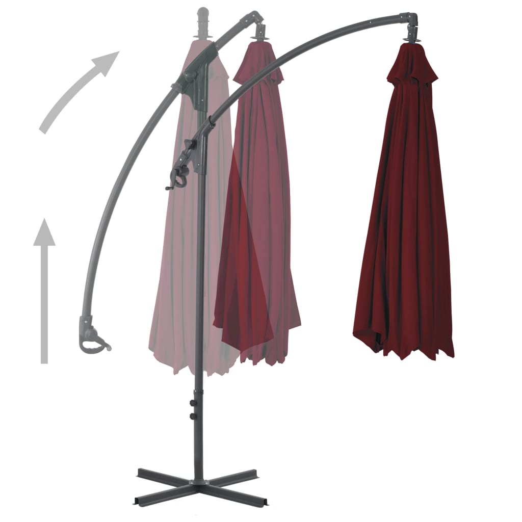 Cantilever Garden Parasol with Steel Pole 250x250 cm Wine Red