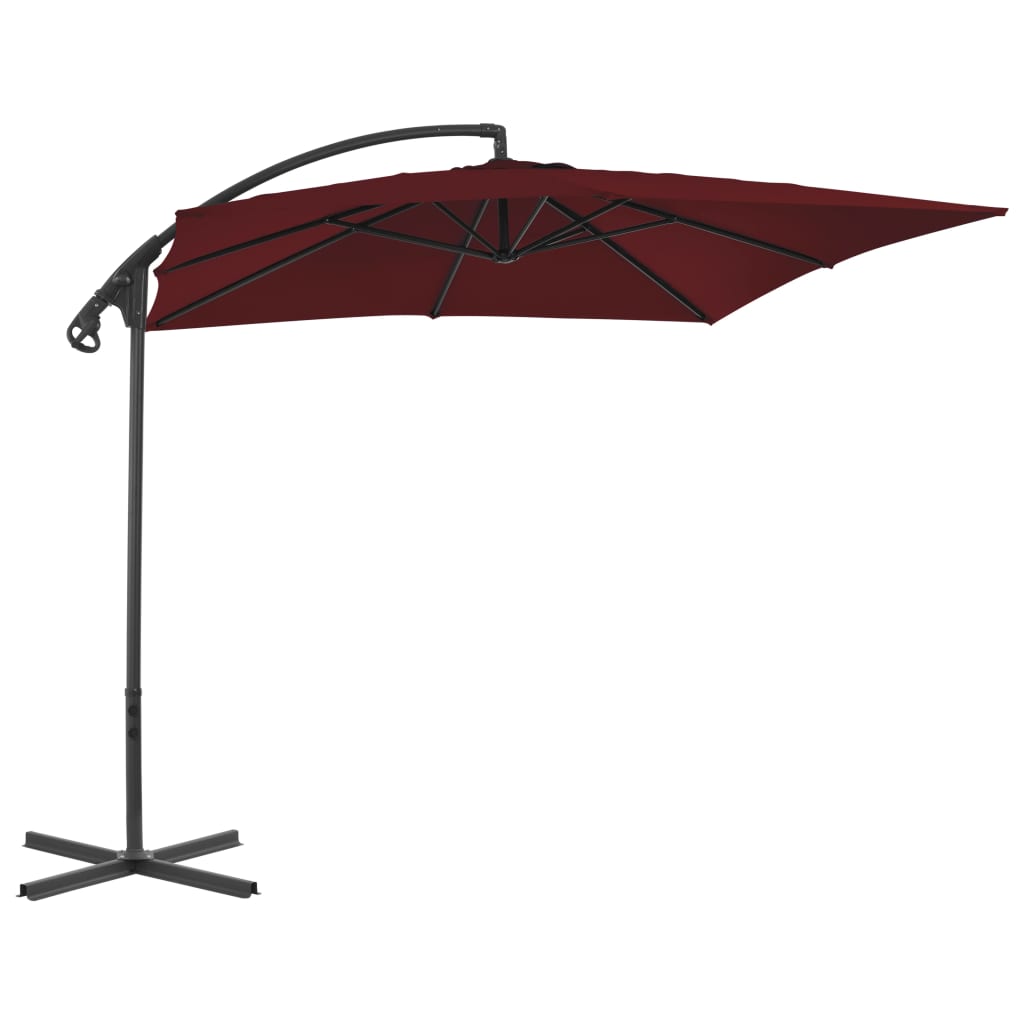 Cantilever Garden Parasol with Steel Pole 250x250 cm Wine Red
