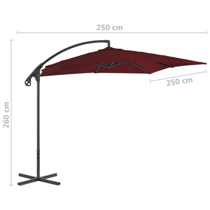 Cantilever Garden Parasol with Steel Pole 250x250 cm Wine Red