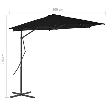 Garden Parasol with Steel Pole Black 300x230 cm