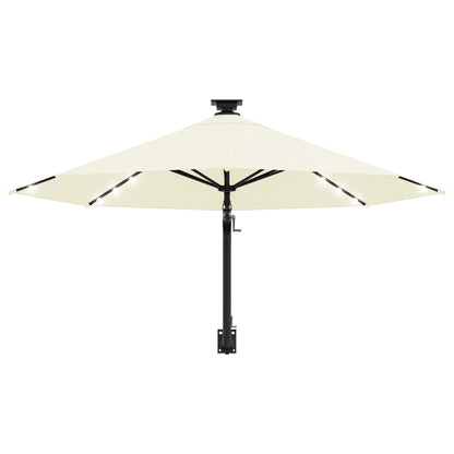 Wall-mounted Garden Parasol with LEDs 300 cm Sand