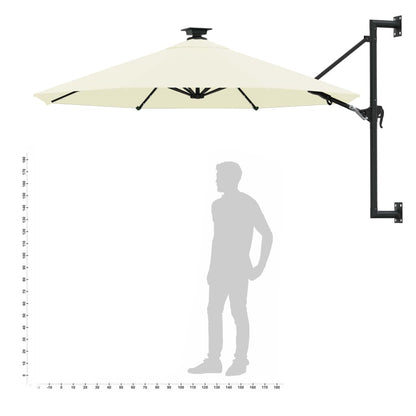 Wall-mounted Garden Parasol with LEDs 300 cm Sand