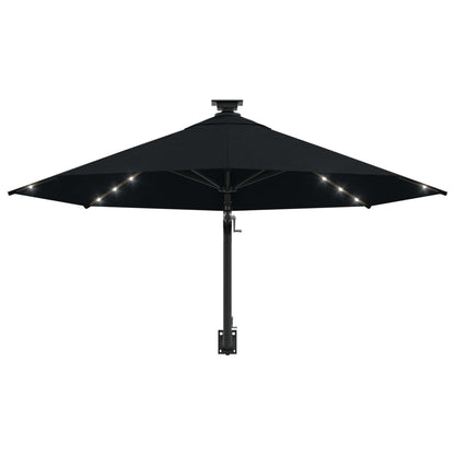Wall-mounted Garden Parasol with LEDs 300 cm Black