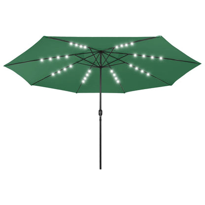 Garden Parasol with LED Lights 400 cm Green