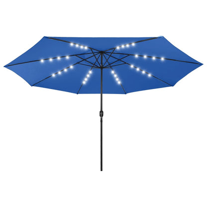 Garden Parasol with LED Lights 400 cm Azure Blue