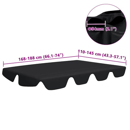 Replacement Canopy for Garden Swing Black 188/168x145/110 cm